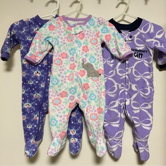 Lots Of 3 Fleece Sleepers, Assorted Brands, Size 0-3 Months - Picture 1 of 13